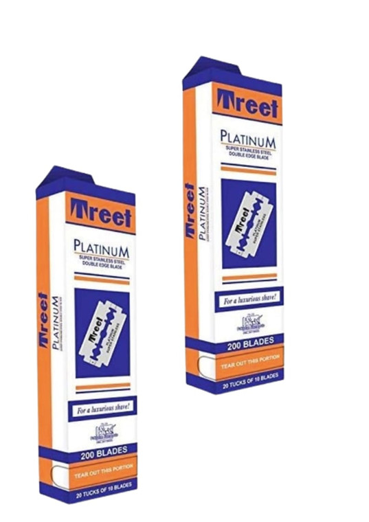 Treet New Steel Professional Double Edge Razor Blades 400 blades(2pcs)  for Barbers (Each one price 8.49)