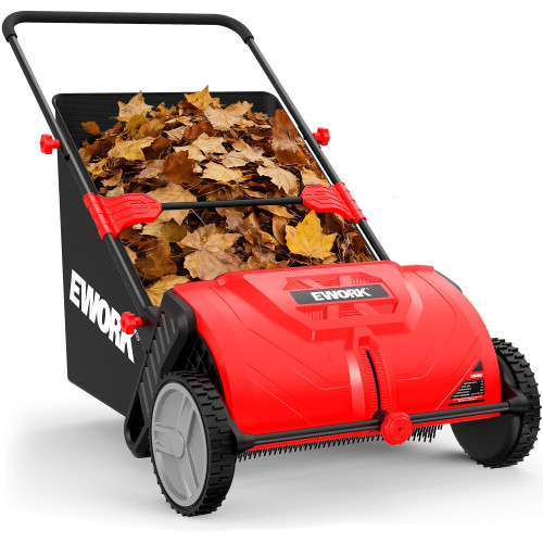 EWORK Push Lawn Sweeper 26-Inch with 3.5 cu.ft. Hopper Bag for Yard Clean