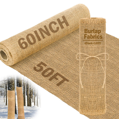 Buryeah 1 Pack 60 Inch X 50 ft Burlap Fabrics Roll Natural Jute Garden