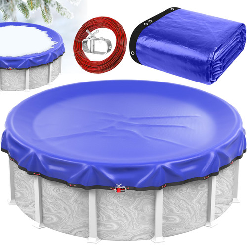 Winter 21 FT Round Pool Covers for Above Ground Pools, with Cable & Winch
