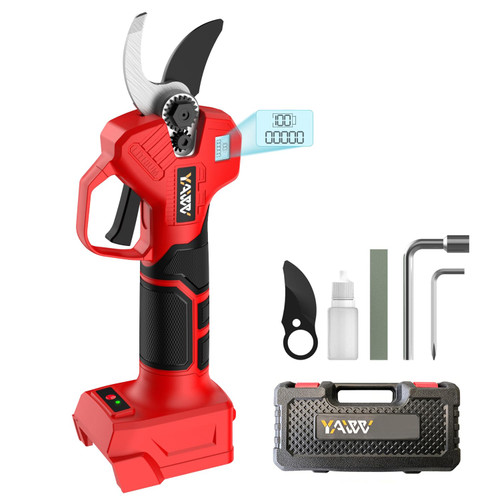 YAWV Electric Pruning Shears for Milwaukee M18 Battery, Portable Cordless Pruning Shears with LCD Display＆SK5 Blades, Adjustable Cutting Diameter 0.8-1.2 Inch for Gardening Tree Pruning(Tool Only)