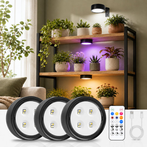 3-Pack Rechargeable Grow Lights for Indoor Plants, Cordless Plant Grow Lamp