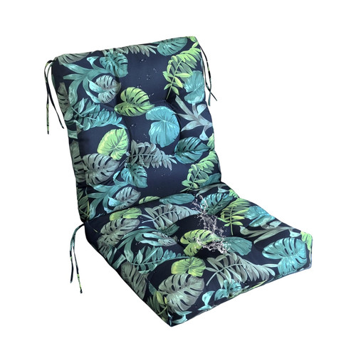 Gnostik Patio Chair Cushions, 40x20 inch, Waterproof Outdoor Chair Cushions with Ties Thick Tufted Rocking Chair Pads for Home Office, Navy Floral