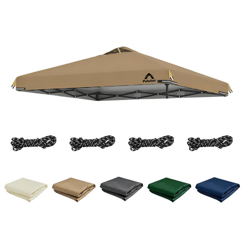 10x10ft Canopy Replacement Top Cover with Air Vent, UV Protected & Waterproof Pop-up Canopy Roof, Adjustable Elastic Straps for Outdoor Patio Garden Sun Shade Tent (Frame not Include) (Khaki)