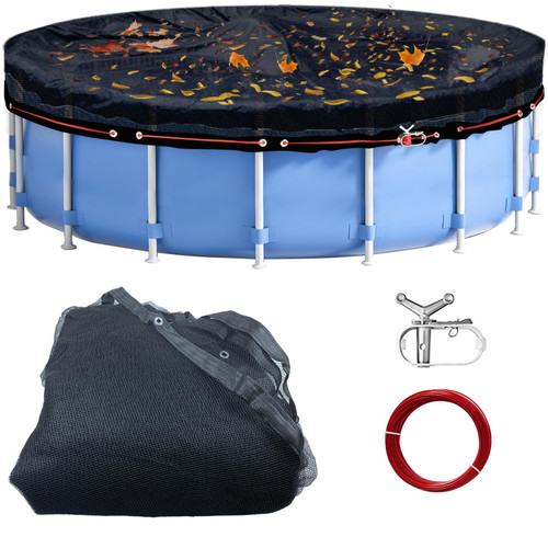 Pool Leaf Net Cover with Winch & Cable for 18 Ft Round Above Ground Pools