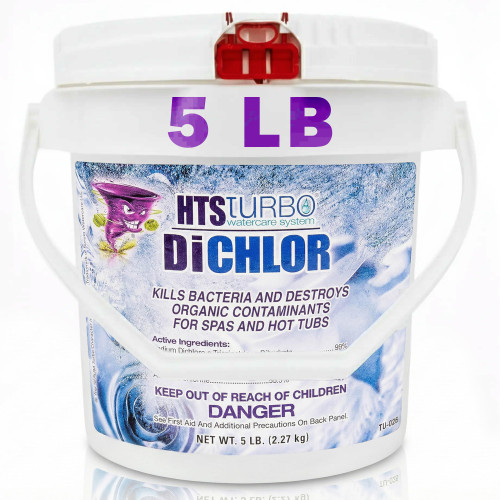 HTS Turbo Chlorine Granules for Pools, Hot Tubs and Spa - 5 lbs (80 oz) Made in USA | Fast-Dissolving Pool Chlorine Granular Sanitizer, Stabilized Dichlor | Spa & Pool Water Care Treatment
