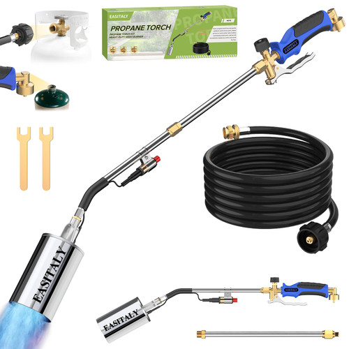 Propane Torch Weed Burner Kit with 12.5FT Hose, Heavy Duty Blow Torch Flamethrower with Long/Short Mode for Flame Weeding, Roofing, Road Marking and BBQ(35")