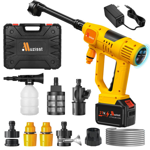 Muzisst 1100 PSI Cordless Car Washer,Portable Battery Powered Cleaning Tool