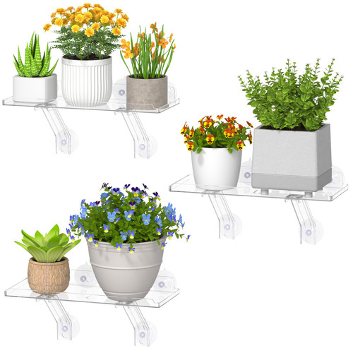 Lifewit 6" Extra Wide & Strong Window Plant Shelves with Suction Cup 3 Pack