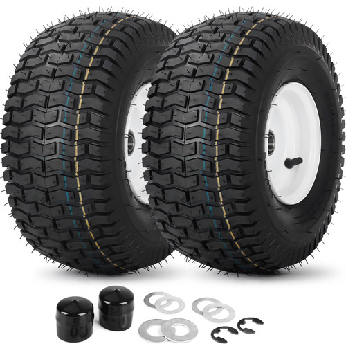 GICOOL (2 Pack) 15x6.00-6 Tubeless Tire and Wheel, 3" Offset Hub, 3/4" Bearing, 4 Ply, 15x6-6 Lawn Mower Front Tires, Compatible with 100 and 300 Series John Deere Riding Mower, Lawn Tractor and More