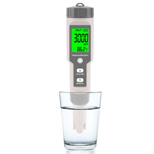 T TESTRUST Pool Salt Tester - Multifunctional 5 in 1 Salinity, PH, TDS, EC, and Temperature Meter, Pool Salinity Testing Kit, Digital Salinity Tester for Swimming Pool,Saltwater, Sea Water, Aquarium