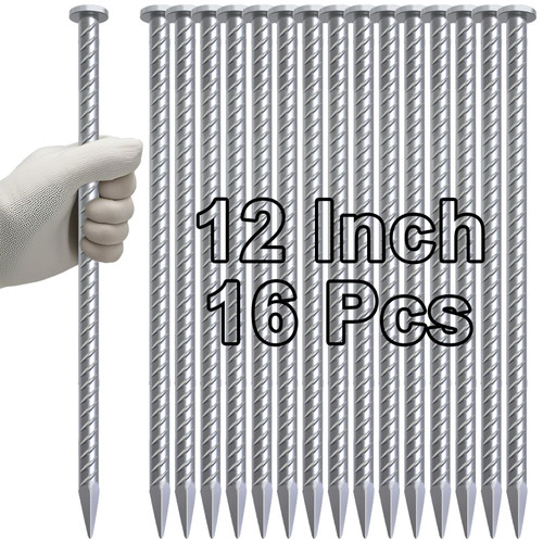 VVOKGO Rebar Stakes 12 Inch Galvanized Metal Steel Ground Spikes Heavy Duty