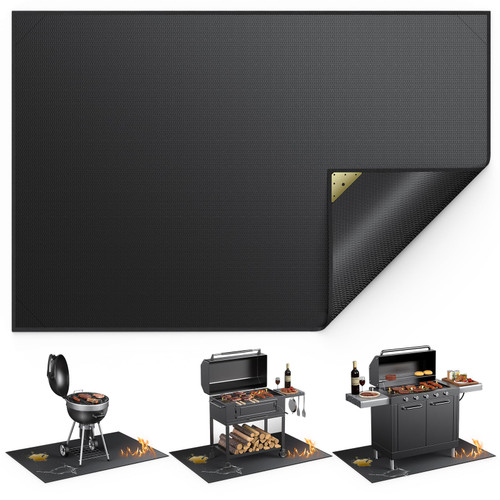 Vewaci Non-Curl 60x40 inch Under Grill Mats for Outdoor Grill, Indoor Fire Pit Hearth Rugs for Fireplace, Double-Sided Fireproof, Oilproof & Waterproof BBQ Grill Mat, Easy to Clean,for Deck/Patio/Lawn