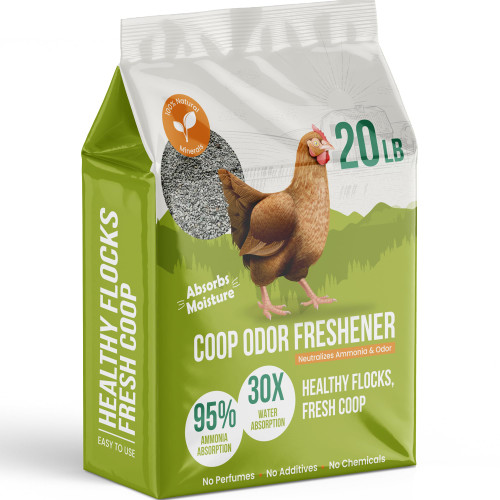 Chicken Coop Refresher - 20 Pounds: All-Natural Odor Eliminator, Moisture Absorber, and Ammonia Neutralizer - Deodorizer,Chicken Coop Accessories for Chickens Run- Remove Smell of Chicken Coops