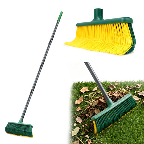 Altdorff Artificial Turf Curved Rake with 4-Section Adjustable Steel Handle from 34" to 63", Bristle Artificial Grass Turf Broom for Easy Quick Remove Leaves, Dead Grass, Debris, Shrubs, Pet Hairs