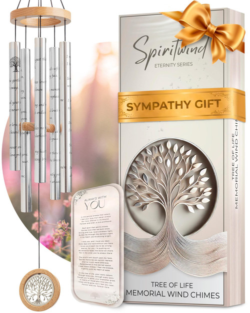 Tree of Life Memorial Wind Chimes for Loss of Loved One (32")