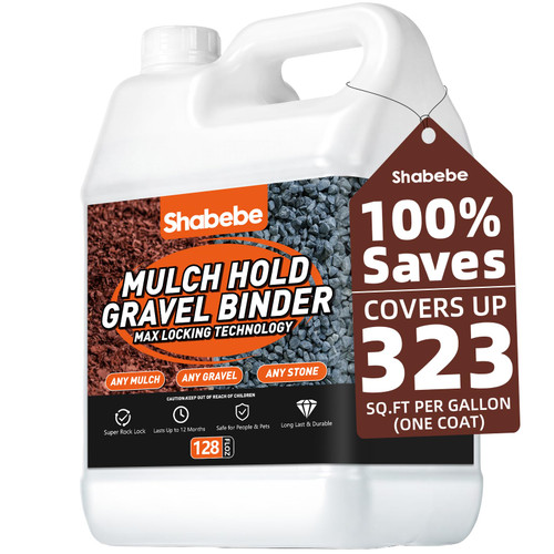 Shabebe Mulch Hold for Landscaping, 1 Gallon 20X Super Hold Rock Glue Gravel Binder,100% Water-Permeable Pea Gravel Stabilizer, Pet Safe Long Lasting Mulch Stone Adhesive for Paths, Patios & Borders