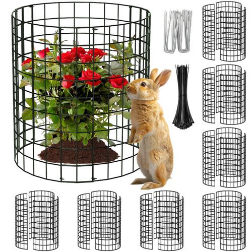 8 Packs Round Plant Protector from Animals,Metal Wire Mesh Garden Plant Cages for Outdoor Gardening Supplies, Garden Protection Rabbits Chickens Ducks for Vegetables, Flowers, Shrubs (16'' x 12'')