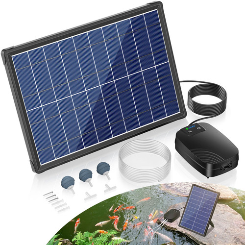 NFESOLAR 8W Solar Pond Aerator with 4400mAh Battery Backup, All-in-One Solar Air Pump, 24/7 Continuous Oxygenation, Quiet Operation, 3 Modes Bubbler, Portable for Small Ponds & Fish Tanks