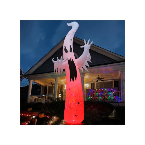 GOOSH 12 FT Halloween Inflatables Ghost Outdoor Decorations Blow Up Yard Giant Towering Terrible Spooky Flame Lamp Ghost with Built-in LEDs for Garden Lawn Indoor Party Decor