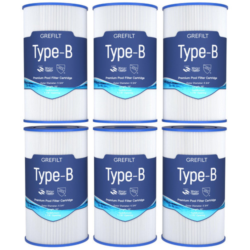 6-Pack Type B Pool Filter Cartridges Replace Intex 29005E, Type IV
