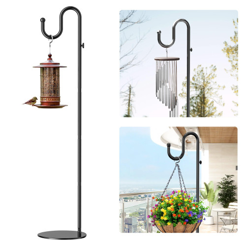 74" Shepherds Hook Stand: Hanging Bird Feeders, Plants, and Wind Chimes
