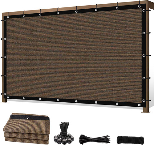 Sunocity 8' X 16' 90% Sun Shade Cloth Outdoor Patio Mocha Pergola Shades Cover Privacy Screen UV Block Porch Screens Canopy for Patio Outside Outdoor