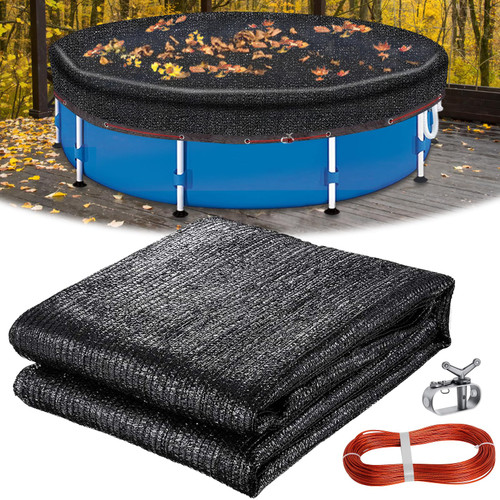 pdpdoc Pool Leaf Net Cover 28 ft Round, Fine Mesh Leaf Net for Above Ground Pool, Winter Pool Cover 28 ft Round Above Ground, with Winch & Cable, Cover Size: 31-Feet Dia (Includes 3-feet Overlap)