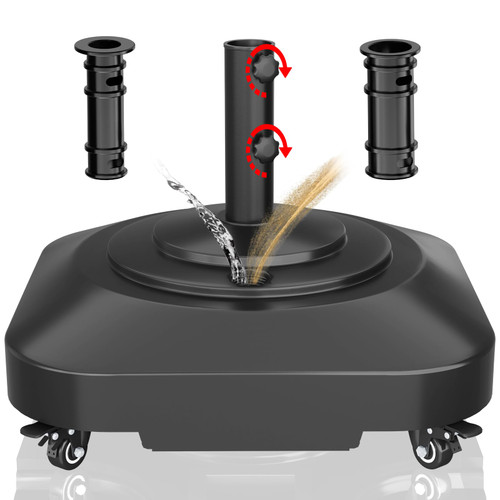 PGGP Patio Umbrella Base with 5 Wheels, Max 100lb Fillable Umbrella Stand