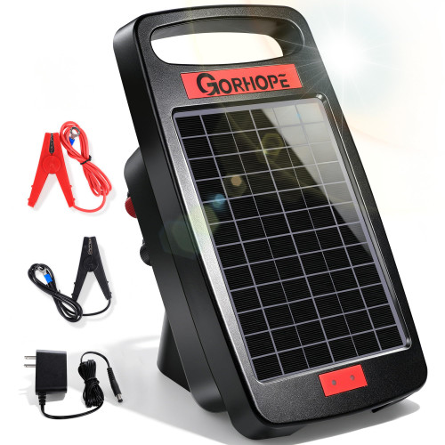 20 Miles Solar Electric Fence Charger with Short Circuit Alarm,0.32JPowered