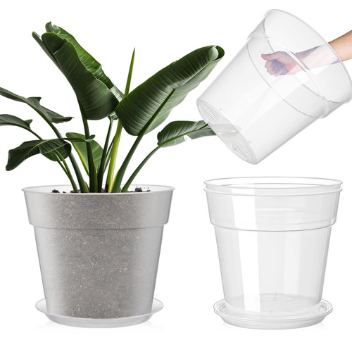 Baderke 3 Pack Clear Nursery Pot,13.65 Inch