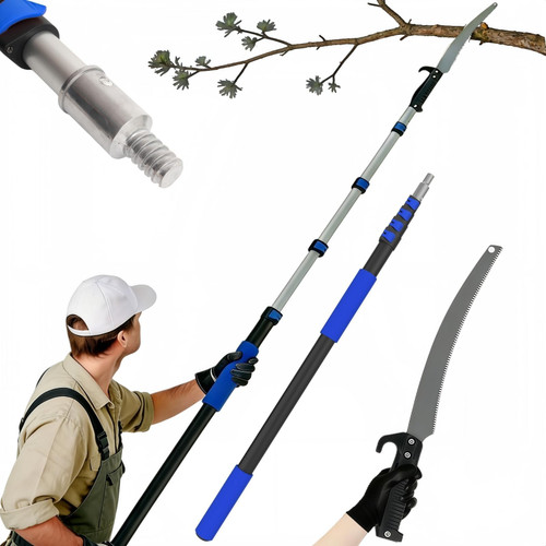 Karveden 26FT Reach Pole Saws for Tree Trimming with 5-20FT Telescoping Extension Pole, Anti-slip Handle, Manual Pruning Pole Saw with 19" 3X Detachable Saw for Forestry, Yard, Garden, Patios
