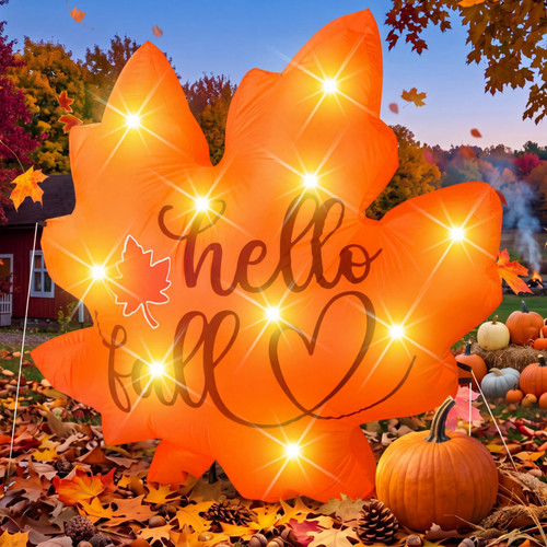 VIHOSE Fall Maple Leaf Inflatable 5.25ft LED Thanksgiving Yard Decor