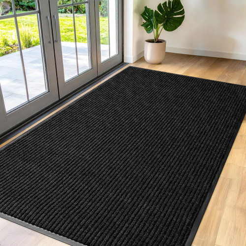 Large Door Mat 3' x 5' Charcoal, Heavy Duty Commercial Floor Mat, Industrial Floor Mat for High Traffic Areas, Or Business Entryway Nonslip Rubber Backing.