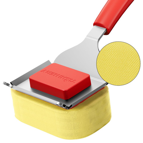 Bristle-Free Grill Brush with Heat-Resistant Kevlar Fiber Head, Red