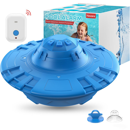 Pool Alarm for Inground & Above Ground Pools – Floating Pool Safety Alarm with 110dB Siren, Adjustable Sensitivity, Weatherproof– Covers up to 20' x 40' – Protects Kids & Pets (Blue)