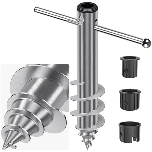Dolibest Beach Umbrella Sand Anchor, Heavy-Duty Steel Beach Umbrella Holder with 3 Sleeves (Fits 1-2" Poles), Windproof Beach Umbrella Stake, Fully Welded Spiral Base Design for Ultimate Stability