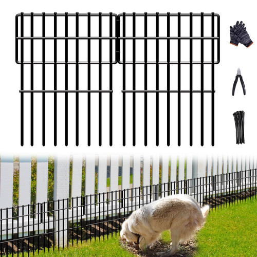 26 Panels No Dig Fence, 28ft(L) x 17in(H) Dog Digging Fencing Barrier, 1.2in Gap Animal Barrier for Bottom of Fence, Rustproof Metal Garden Edging Border Ground Defense Blockers for Outdoor Patio