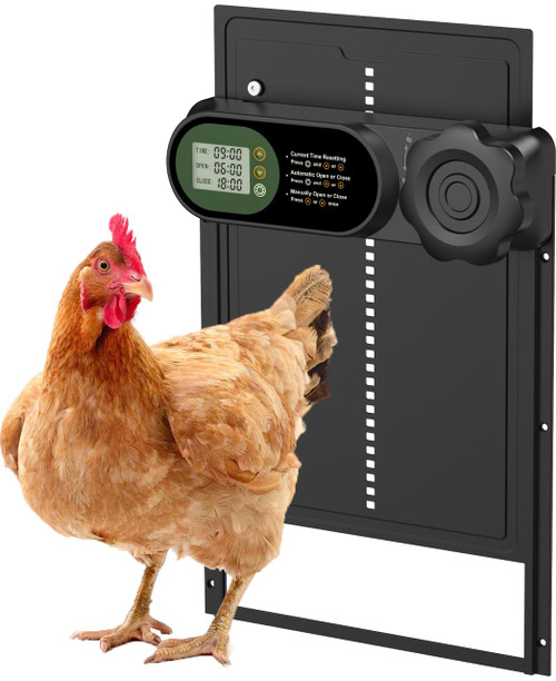Automatic Chicken Coop Door Opener, Battery Powered & Anti-Pinch Sensor