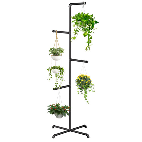 Chloraeon Hanging Plant Stand Indoor, Black Metal Plant Holder, 76 Inch