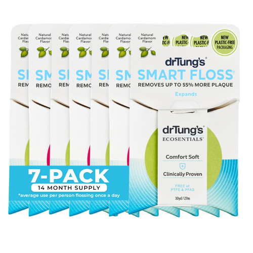 DrTung's Smart Floss - Natural Dental Floss, Cardamom Flavor - Pack of 7