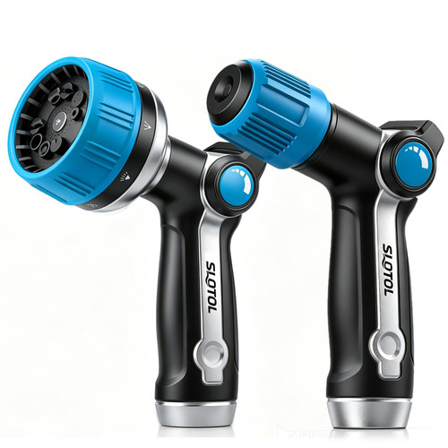Slotol 2 Pack Garden Hose Nozzle, Heavy Duty Metal Sprayer with Adjustable Spray Patterns, Easy Water Flow Control & Leak Proof Design
