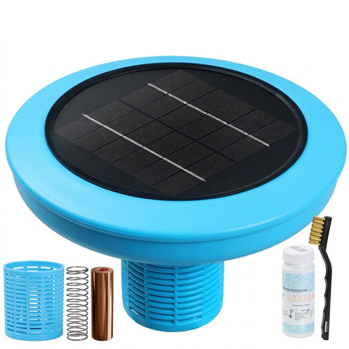 PASAMIC Solar Pool Ionizer, Cleaner for Up to 35,000 Gallon Pools, IP68 Waterproof Copper Anode, Solar Ionizer for Pool, Suitable for in/Above Ground Pools, Spas & Hot Tubs, Blue