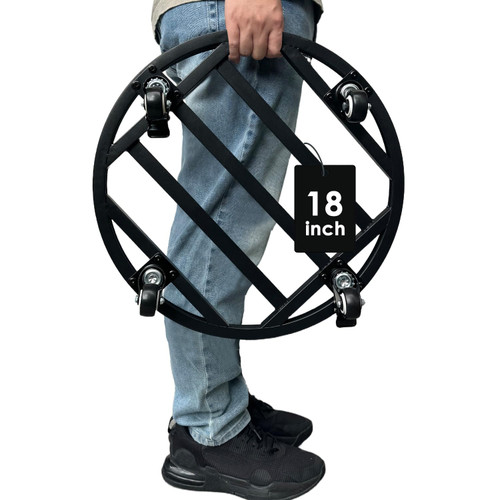 Hongsane 18 Inch Metal Plant Caddy with Wheels Heavy Duty,Large Rolling Plant Stand Indoor Outdoor Use,Round Plant Dolly with Heavy Casters,Rust-Proof Plant Roller Tray for Big Planters Pots,1-Pack
