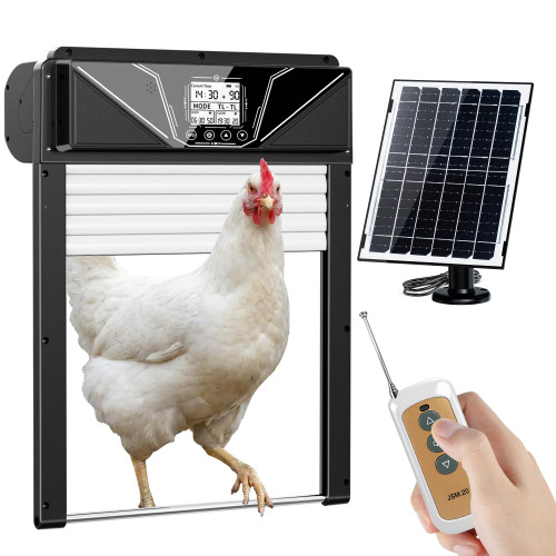 Automatic Chicken Coop Door with Remote Control, 7W Solar Chicken Door