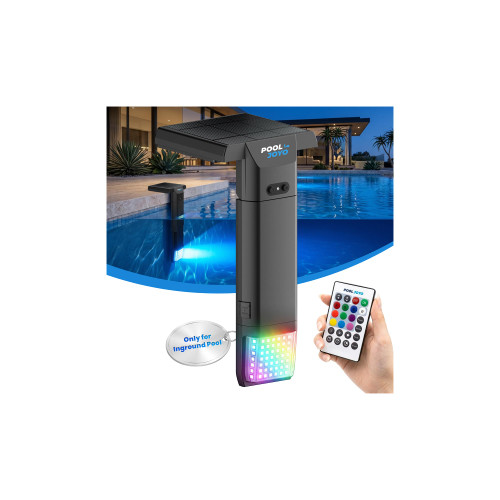 POOLJOYO Solar Pool Light for Inground Pools Only, 56 LEDs 3-Sided 180° Wide Glow, Remote Control, 10 Colors 4 Modes, 3 Brightness Levels, Extendable Underwater Effect, IP68 Waterproof, 1 Pack