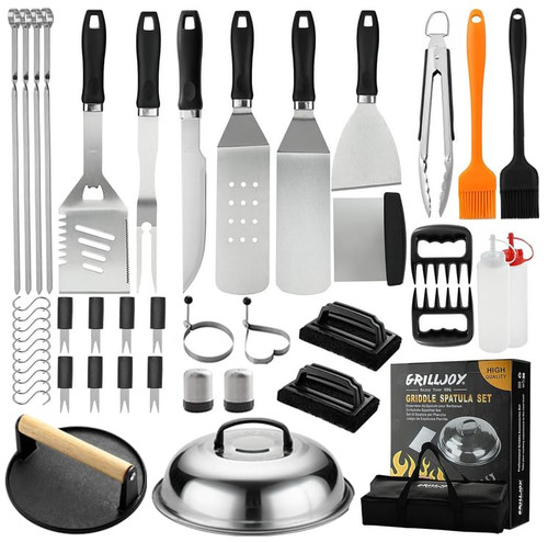 Grilljoy 46PC Griddle Tool Set – Stainless Steel Spatula Kit
