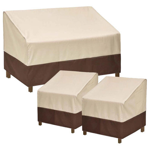loriano 3-Piece Patio Furniture Covers Set, Waterproof Outdoor Chair & Loveseat Covers, Heavy Duty 600D Oxford Fabric with UV Protection, Windproof Design for All-Weather Protection