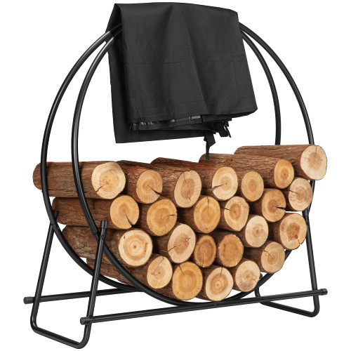 VIVOHOME 32 Inches Firewood Log Rack Hoop with Cover