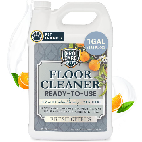 ProCare Floor Cleaner (Made in USA) | Streak-free Cleaner for Tile, Stone, Laminate, Vinyl & Natural Wood Floor Cleaner for Mopping, Household Supplies, Cleaning Solution with Citrus Aroma - 1 Gallon